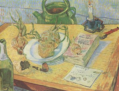 Still life:Drawing Board,Pipe,Onions and Sealing-Wax (nn04), Vincent Van Gogh